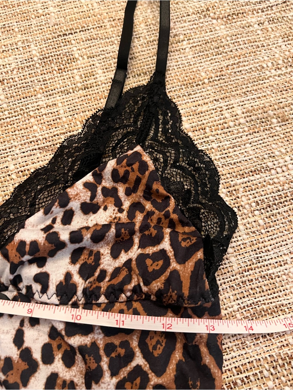 Leopard Print Lace Trim Cami sleep wear - Black Trim - Picture 6 of 8